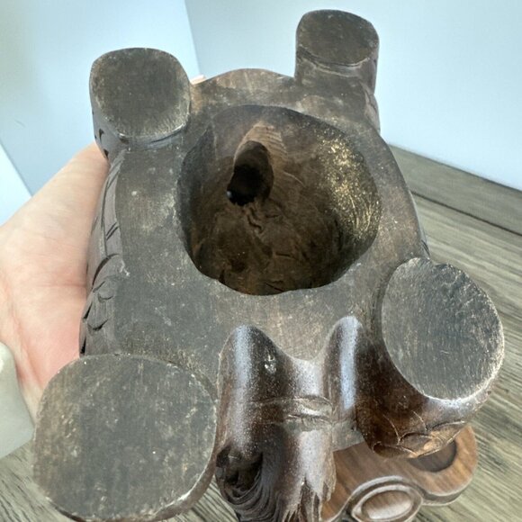 Smoking Dragon Tortoise Turtle Beast Hand Carved Boxwood Wealth Statue Sculpture - Picture 6 of 16